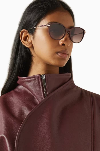 نظارة شمسية كارلين بإطار بيضاوي أسيتات ومعدن