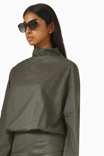 نظارة شمسية كارلين بإطار بيضاوي أسيتات ومعدن