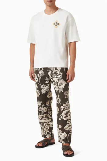 Flower Embroidered T-shirt in Cotton