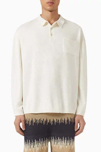 Boxy Polo Sweater in Cotton-cashmere Blend