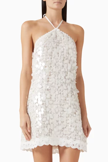 فستان مارينا قصير مطرز بالترتر