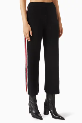 بنطال تزلج منسوج بقصة ساق مستقيمة ونقشة خطوط