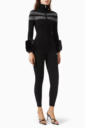 جمبسوت تزلج منسوج بنقشة هندسية