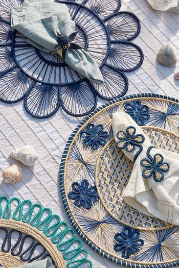 حلقة مناديل بتصميم زهور حلزونية