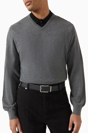 Rectangular Buckle Reversible Belt in Leather