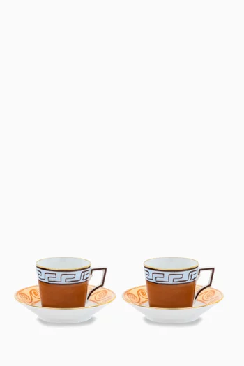 Luna Coffee Cup & Saucer in Porcelain, Set of 2