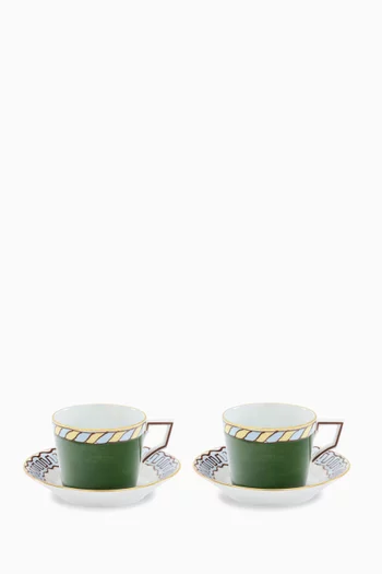 Luna Tea Cup & Saucer in Porcelain, Set of 2