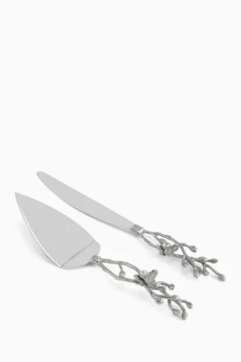 Orchid Wedding Cake Knife & Server Set
