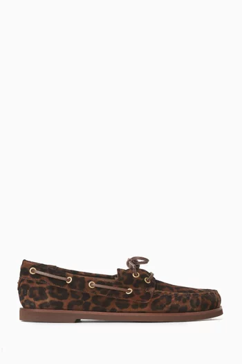 Boat Shoes in Leopard-printed Suede