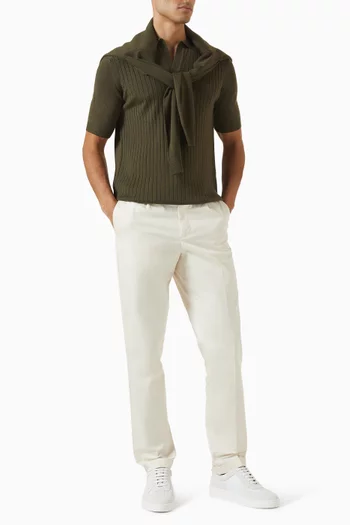 Buttonless Ribbed Polo Shirt in Cashwool®
