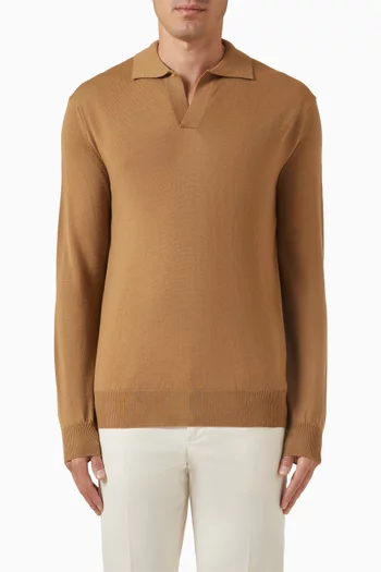 Buttonless Polo T-shirt in Cashwool®