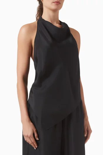 بلوزة جريد بحمالة حول الرقبة حرير