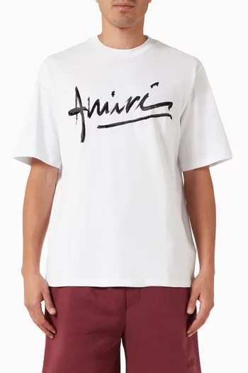 Script-print T-shirt in Cotton