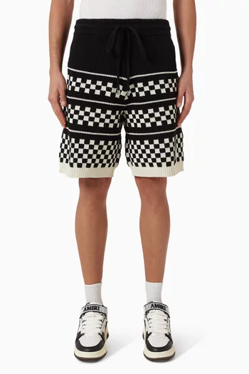 Checkered Shorts in Mesh-knit