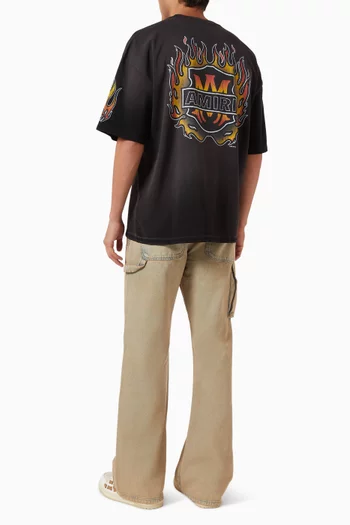 Flames Oversized T-shirt in Cotton