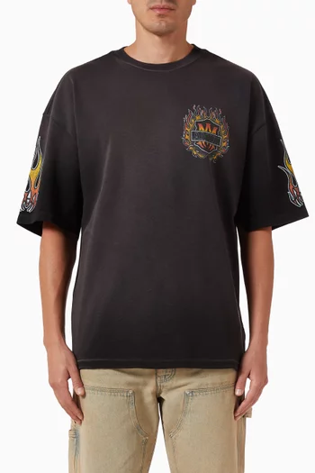 Flames Oversized T-shirt in Cotton