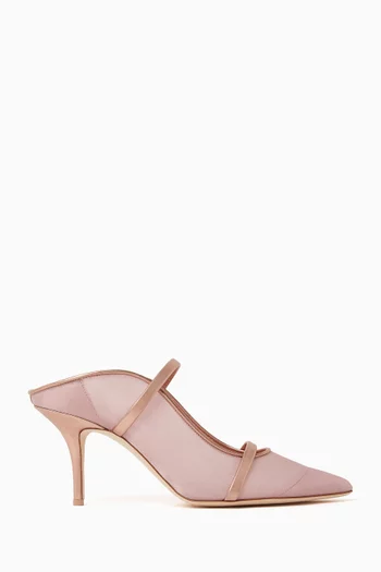Maureen 70 Mules in Organza & Metallic Nappa