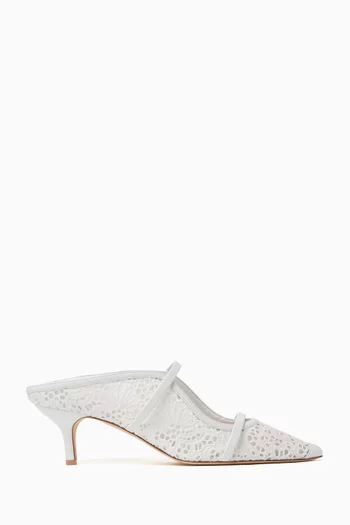 Maureen 45 Mules in Broderie Mesh
