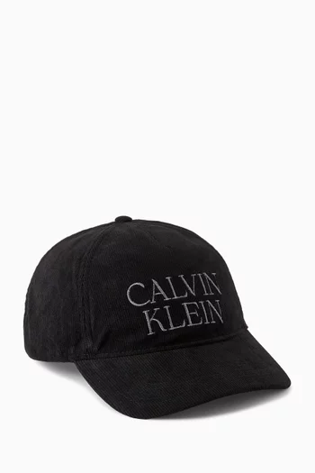 كاب بشعار الماركة قماش قطني مخملي مضلع