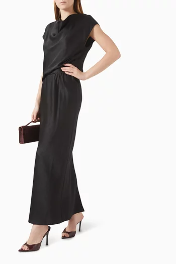 Draped Cowl-neck Maxi Dress in Satin