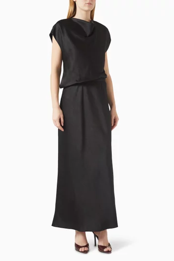 Draped Cowl-neck Maxi Dress in Satin
