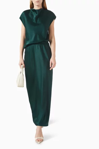 Draped Cowl-neck Maxi Dress in Satin