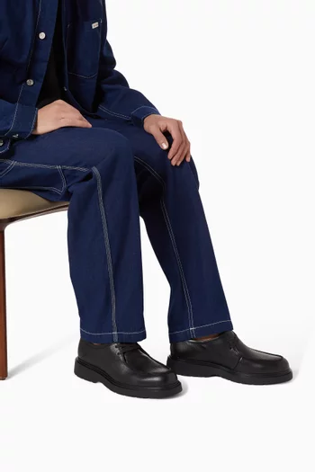 Lug Sole Derby Shoes in Pebbled Leather