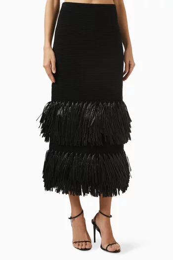 تنورة اجاف منسوجة خوص ومزيج فيسكوز