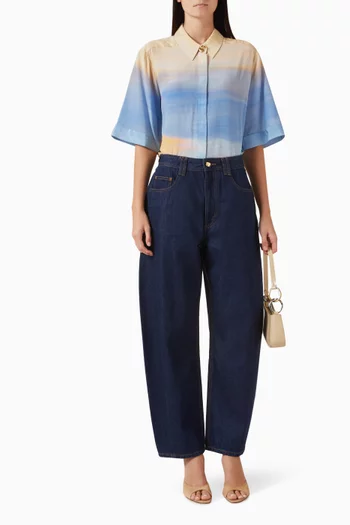 بنطال جينز ستيفي بقصة ساق أسطوانية دينم