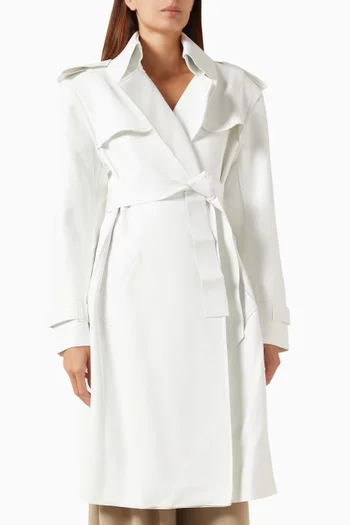 معطف ترنش بصفي أزرار جلد نباتي