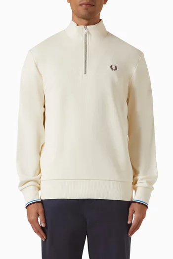 سويت شيرت بسحّاب قصير قطن