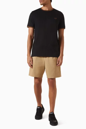 تي شيرت مزين بخطين قطن