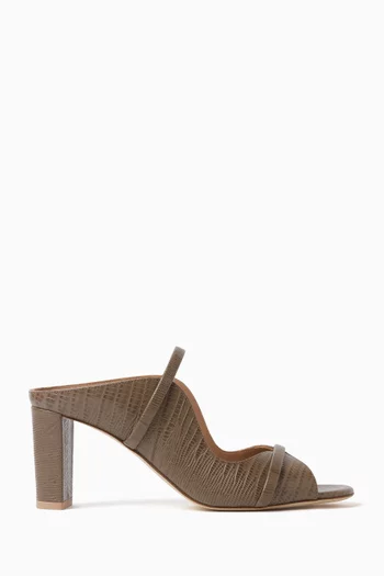 حذاء مفتوح نورا بكعب 70 مم جلد بنقشة جلد الحرباء