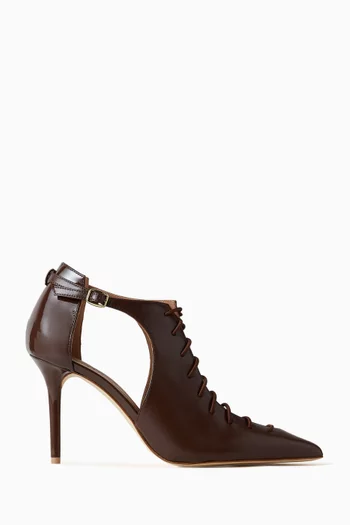 حذاء كلاسيك مونتانا بكعب 85 مم جلد نابا وجلد لامع