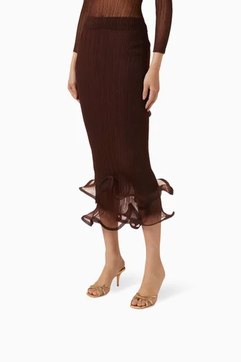 حذاء مفتوح بيرلا بكعب 70 مم قماش شبكي وجلد نابا لامع