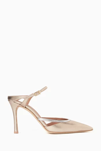 Yola 90 Mules in Metallic Leather