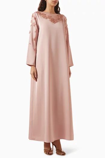 Bead-embellished Kaftan in Crepe