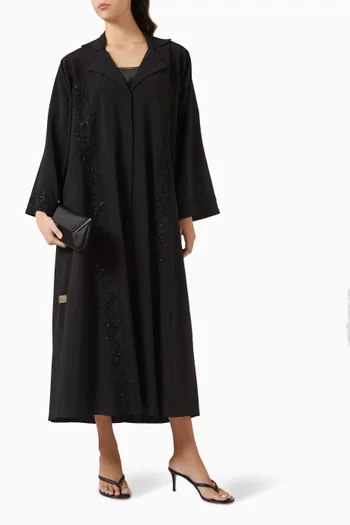 عباية بنمط معطف بتطريزات بالخيوط والخرز