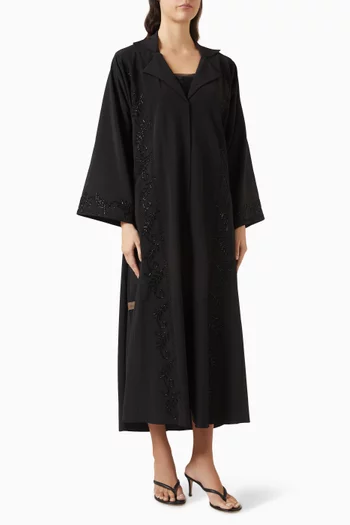 عباية بنمط معطف بتطريزات بالخيوط والخرز