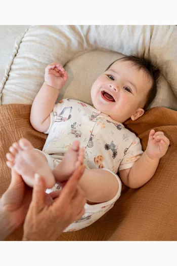 Clayton Farmyard-print Romper in Cotton