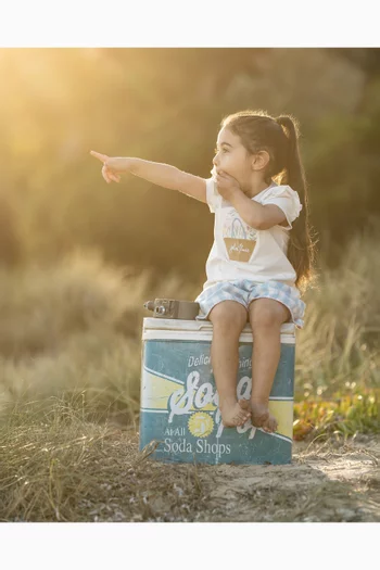 تي شيرت بوني قطن مطرز بزهور