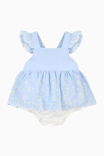 فستان زارا بتطريز إنجليزي قطن