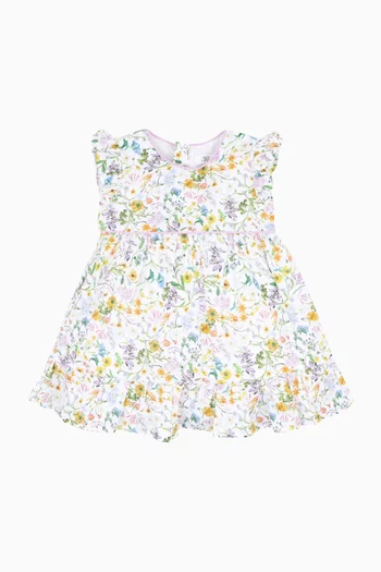 فستان زارا بنقشة زهور قطن