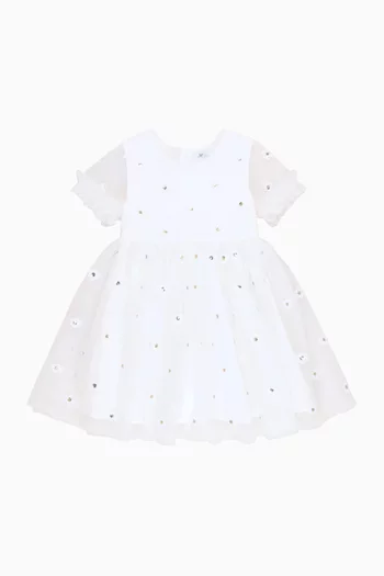 فستان مطرز بالترتر تول