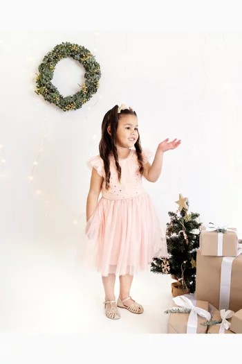 فستان مزين بغليتر تول