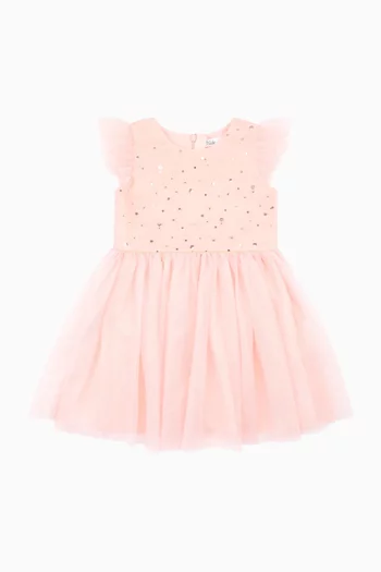 فستان مزين بغليتر تول