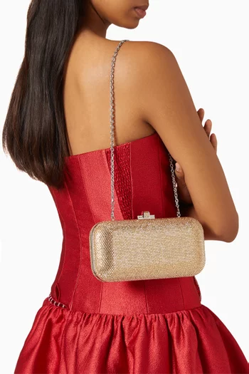 كلاتش طويل مرصع بالكريستال بقفل منزلق