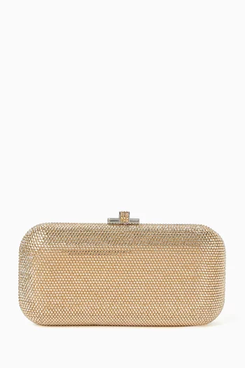 كلاتش طويل مرصع بالكريستال بقفل منزلق