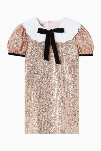 Bow-detail Sequin-embellished Dress