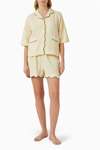 طقم بيجاما بحواف صدفية قطن